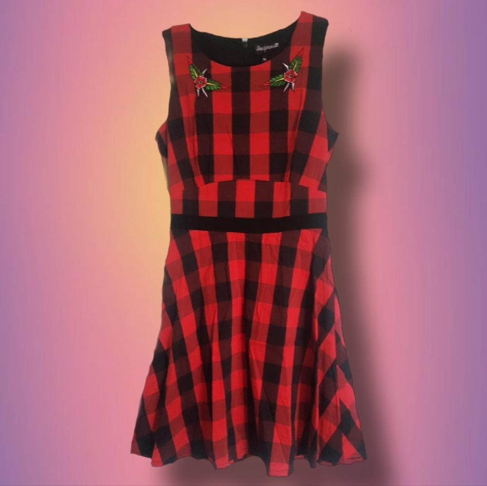 Sourpuss Plaid Patchwork Dress | Size M